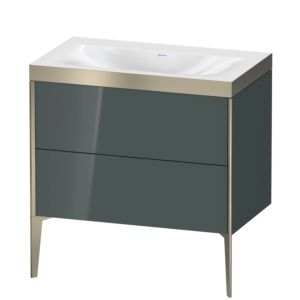 Duravit XViu Waschtisch-Unterschrank XV4710NB138P 80x48cm, 2 Auszüge, ohne Hahnloch, champagner matt, Rahmen P, dolomiti grey hochglanz
