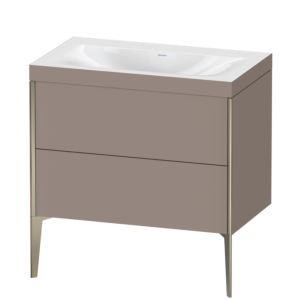Duravit XViu Waschtisch-Unterschrank XV4710NB143C 80x48cm, 2 Auszüge, ohne Hahnloch, champagner matt, Rahmen C, basalt matt