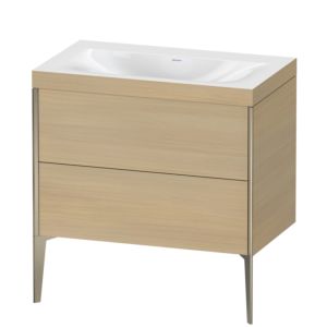 Duravit XViu vanity unit XV4710NB171C 80x48cm, 2 pull-outs, without tap hole, matt champagne, Rahmen C, Mediterranean oak