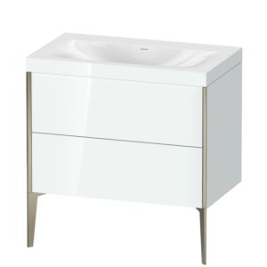 Duravit XViu Waschtisch-Unterschrank XV4710NB185C 80x48cm, 2 Auszüge, ohne Hahnloch, champagner matt, Rahmen C, weiß hochglanz