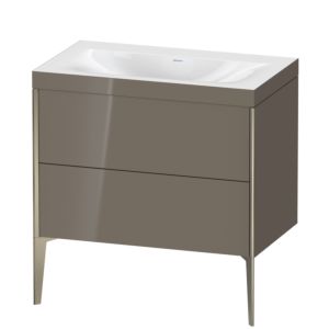 XViu Duravit vasque XV4710NB189C 80x48cm, 2 coulissants, sans trou pour robinet, champagne mat, Cadres C, gris flanelle brillant