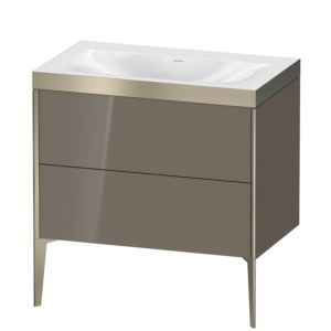 XViu Duravit vasque XV4710NB189P 80x48cm, 2 coulissants, sans trou pour robinet, champagne mat, Cadres P, gris flanelle brillant
