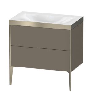 XViu Duravit vasque XV4710NB190P 80x48cm, 2 coulissants, sans trou pour robinet, champagne mat, Cadres P, flanelle gris soie mat