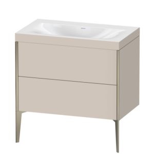 Duravit XViu vanity unit XV4710NB191C 80x48cm, 2 pull-outs, without tap hole, matt champagne, Rahmen C, matt taupe