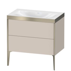 XViu Duravit vasque XV4710NB191P 80x48cm, 2 coulissants, sans trou pour robinet, champagne mat, Cadres P, taupe mat