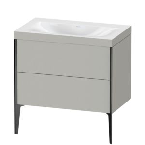Duravit XViu vanity unit XV4710NB207C 80x48cm, 2 pull-outs, without tap hole, matt black, Rahmen C, matt concrete gray