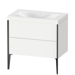Duravit XViu vanity unit XV4710NB218C 80x48cm, 2 pull-outs, without tap hole, matt black, Rahmen C, matt white