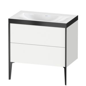 Duravit XViu Waschtisch-Unterschrank XV4710NB218P 80x48cm, 2 Auszüge, ohne Hahnloch, schwarz matt, Rahmen P, weiß matt