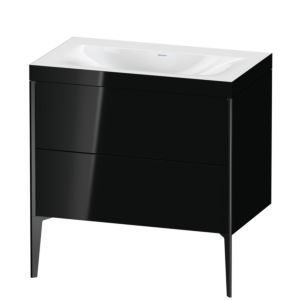 XViu Duravit vasque XV4710NB240C 80x48cm, 2 coulissants, sans trou pour robinet, noir mat, Cadres C, noir brillant
