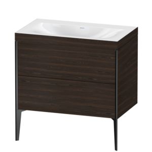 Duravit XViu vanity unit XV4710NB269C 80x48cm, 2 pull-outs, without tap hole, matt black, Rahmen C, brushed walnut