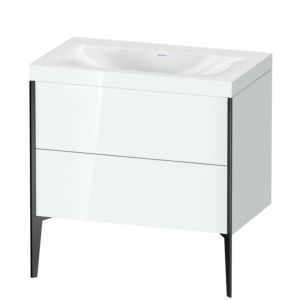Duravit XViu vanity unit XV4710NB285C 80x48cm, 2 pull-outs, without tap hole, black matt, Rahmen C, white high gloss