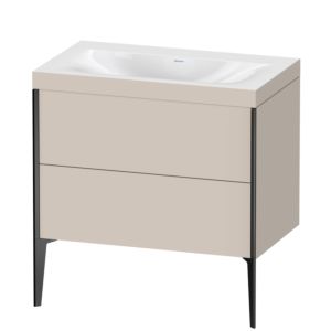 Duravit XViu vanity unit XV4710NB291C 80x48cm, 2 pull-outs, without tap hole, matt black, Rahmen C, matt taupe