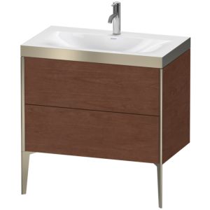 Duravit XViu Table de toilette XV4710OB113P 80x48cm, 2 2000 - out, Match2 trou de coulée, champagne mat, Cadres P, noyer d&#39; Amérique