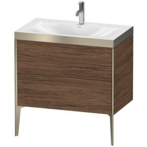 Duravit XViu Table de toilette XV4710OB121P 80x48cm, 2 2000 - out, Match2 trou de coulée, champagne mat, Cadres P, noyer noir
