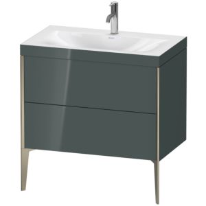 Duravit XViu Waschtisch-Unterschrank XV4710OB138C 80x48cm, 2 Auszüge, 1 Hahnloch, champagner matt, Rahmen C, dolomiti grey hochglanz
