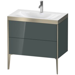 Duravit XViu Waschtisch-Unterschrank XV4710OB138P 80x48cm, 2 Auszüge, 1 Hahnloch, champagner matt, Rahmen P, dolomiti grey hochglanz