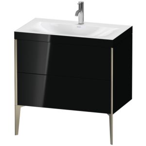 Duravit XViu Table de toilette XV4710OB140C 80x48cm, 2 2000 - out, Match2 trou de coulée, champagne mat, Cadres C, noir brillant