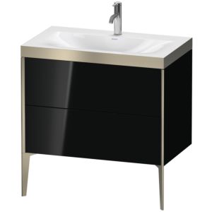 Duravit XViu Table de toilette XV4710OB140P 80x48cm, 2 2000 - out, Match2 trou de coulée, champagne mat, Cadres P, noir brillant