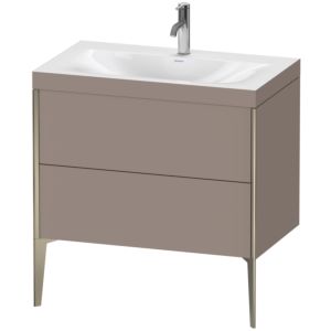 Duravit XViu vanity unit XV4710OB143C 80x48cm, 2 2000 outs, match2 tap hole, matt champagne, Rahmen C, matt basalt