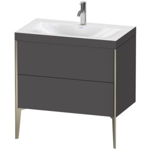 Duravit XViu vanity unit XV4710OB149C 80x48cm, 2 2000 outs, match2 tap hole, matt champagne, Rahmen C, matt graphite