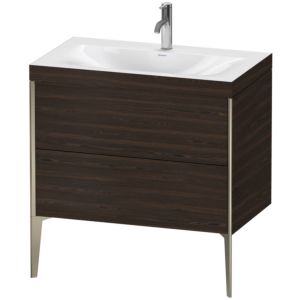 Duravit XViu Table de toilette XV4710OB169C 80x48cm, 2 2000 - out, Match2 trou de coulée, champagne mat, Cadres C, noyer satiné