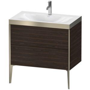 Duravit XViu Table de toilette XV4710OB169P 80x48cm, 2 2000 - out, Match2 trou de coulée, champagne mat, Cadres P, noyer satiné