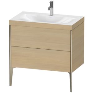 Duravit XViu vanity unit XV4710OB171C 80x48cm, 2 2000 outs, match2 tap hole, matt champagne, Rahmen C, Mediterranean oak