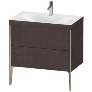 Duravit XViu vanity unit XV4710OB172C 80x48cm, 2 2000 outs, match2 tap hole, matt champagne, Rahmen C, brushed dark oak