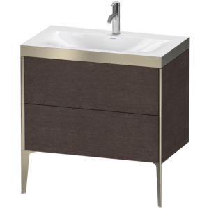 Duravit XViu Table de toilette XV4710OB172P 80x48cm, 2 2000 - out, Match2 trou de coulée, champagne mat, Cadres P, chêne foncé brossé