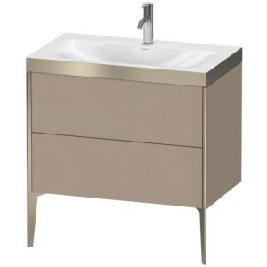 Duravit XViu Table de toilette XV4710OB175P 80x48cm, 2 2000 - out, Match2 trou de coulée, champagne mat, Cadres P, lin