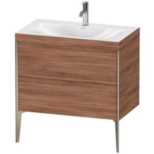 Duravit XViu Table de toilette XV4710OB179C 80x48cm, 2 2000 - out, Match2 trou de coulée, champagne mat, Cadres C, noyer naturel