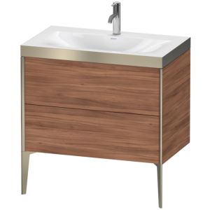 Duravit XViu Table de toilette XV4710OB179P 80x48cm, 2 2000 - out, Match2 trou de coulée, champagne mat, Cadres P, noyer naturel