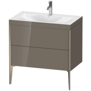 Duravit XViu Table de toilette XV4710OB189C 80x48cm, 2 2000 - out, Match2 trou de coulée, champagne mat, Cadres C, flanelle gris brillant