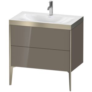 Duravit XViu Table de toilette XV4710OB189P 80x48cm, 2 2000 - out, Match2 trou de coulée, champagne mat, Cadres P, flanelle gris brillant