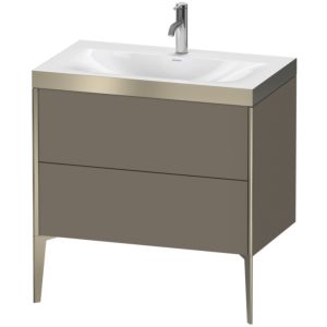 Duravit XViu Table de toilette XV4710OB190P 80x48cm, 2 2000 - out, Match2 trou de coulée, champagne mat, Cadres P, flanelle gris mat de soie