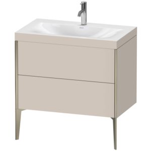 Duravit XViu vanity unit XV4710OB191C 80x48cm, 2 2000 outs, match2 tap hole, matt champagne, Rahmen C, matt taupe