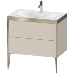 Duravit XViu Waschtisch-Unterschrank XV4710OB191P 80x48cm, 2 Auszüge, 1 Hahnloch, champagner matt, Rahmen P, taupe matt