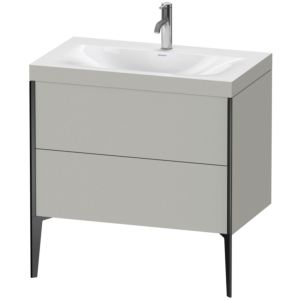 Duravit XViu Waschtisch-Unterschrank XV4710OB207C 80x48cm, 2 Auszüge, 1 Hahnloch, schwarz matt, Rahmen C, betongrau matt