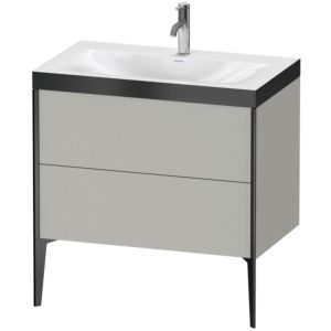 Duravit XViu vanity unit XV4710OB207P 80x48cm, 2 2000 outs, match2 tap hole, matt black, Rahmen P, matt concrete gray