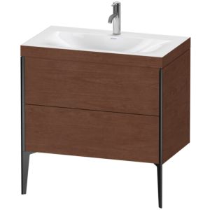 Duravit XViu Table de toilette XV4710OB213C 80x48cm, 2 2000 - out, Match2 trou de coulée, noir mat, Cadres C, Noyer d&#39; Amérique