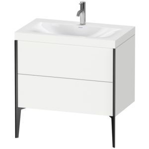 Duravit XViu Waschtisch-Unterschrank XV4710OB218C 80x48cm, 2 Auszüge, 1 Hahnloch, schwarz matt, Rahmen C, weiß matt