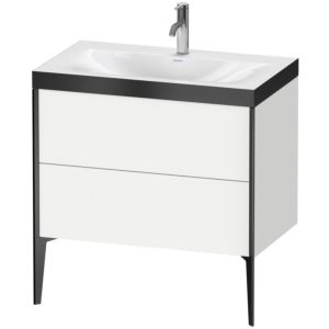 Duravit XViu vanity unit XV4710OB218P 80x48cm, 2 2000 outs, match2 tap hole, matt black, Rahmen P, matt white