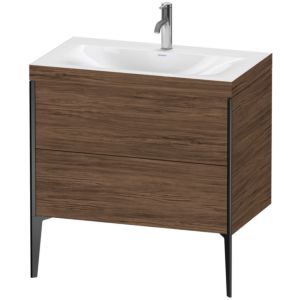 Duravit XViu Table de toilette XV4710OB221C 80x48cm, 2 2000 - out, Match2 trou de coulée, noir mat, Cadres C, noyer noir