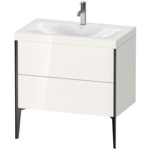Duravit XViu vanity unit XV4710OB222C 80x48cm, 2 2000 outs, match2 tap hole, black matt, Rahmen C, white high gloss