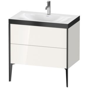 Duravit XViu Waschtisch-Unterschrank XV4710OB222P 80x48cm, 2 Auszüge, 1 Hahnloch, schwarz matt, Rahmen P, weiß hochglanz