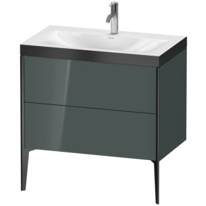 Duravit XViu Table de toilette XV4710OB238P 80x48cm, 2 2000 - out, Match2 trou de coulée, noir mat, Cadres P, Dolomiti gris brillant