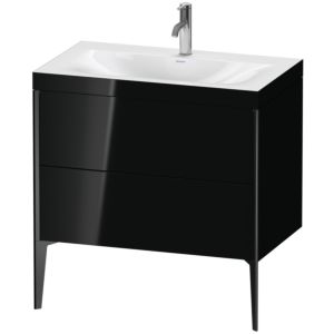 Duravit XViu Table de toilette XV4710OB240C 80x48cm, 2 2000 - out, Match2 trou de coulée, noir mat, Cadres C, noir brillant