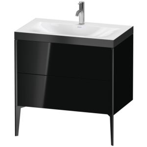 Duravit XViu Table de toilette XV4710OB240P 80x48cm, 2 2000 - out, Match2 trou de coulée, noir mat, Cadres P, noir brillant