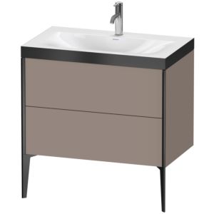 Duravit XViu Table de toilette XV4710OB243P 80x48cm, 2 2000 - out, Match2 trou de coulée, noir mat, Cadres P, basalte mat