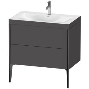 Duravit XViu Table de toilette XV4710OB249C 80x48cm, 2 2000 - out, Match2 trou de coulée, noir mat, Cadres C, graphite mat